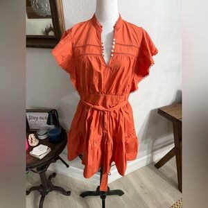 Ina Orange Lace-Trimmed Dress